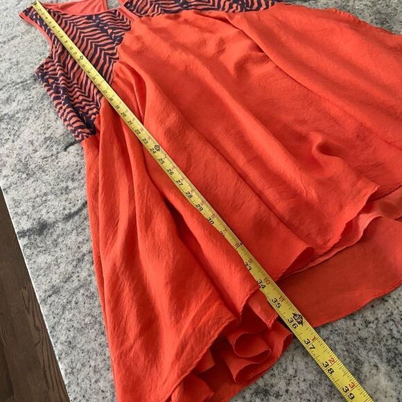Free People Large Sleeveless Tank Swing Dress Red Orange Zebra Sleeveless - Picture 10 of 12